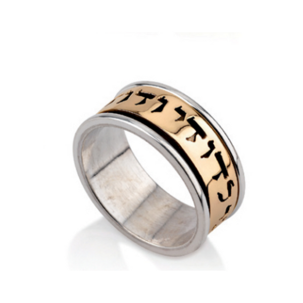 Two Tone Gold & Silver Ani L'Dodi Spinner Solid Spinning Band Wedding Ring