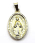 14K Gold Virgin Mary Medallion Oval Necklace