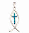 Sterling Silver Opal With Fish with Cross Pendant