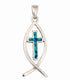 Sterling Silver Opal With Fish with Cross Pendant