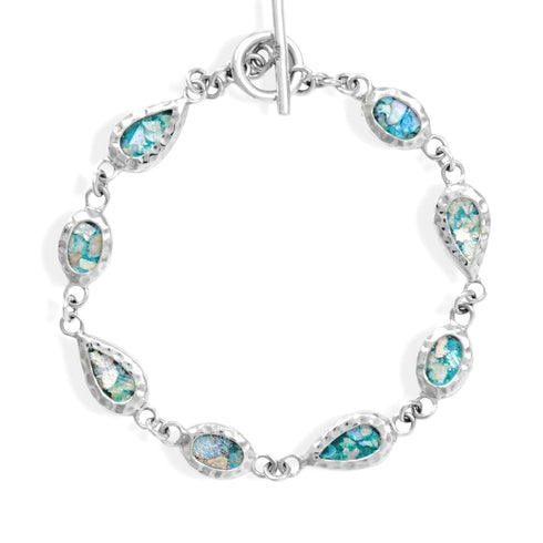 Oval Ancient Roman Glass Toggle Bracelet