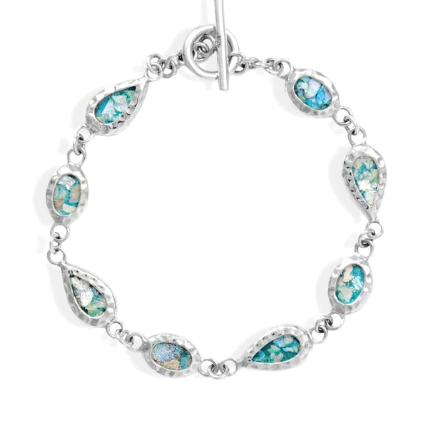 Oval Ancient Roman Glass Toggle Bracelet