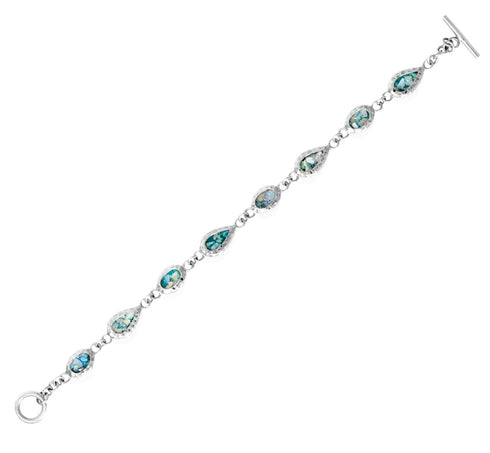 Oval Ancient Roman Glass Toggle Bracelet